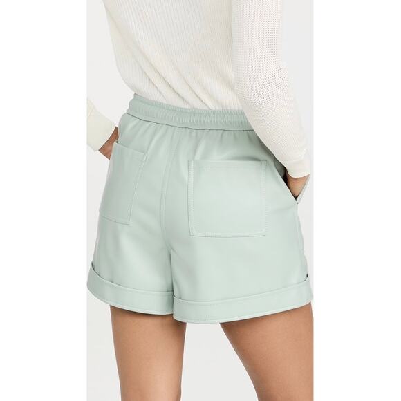 Jonathan Simkhai Doah Vegan Leather Drawstring Shorts in Lichen - Picture 9 of 11